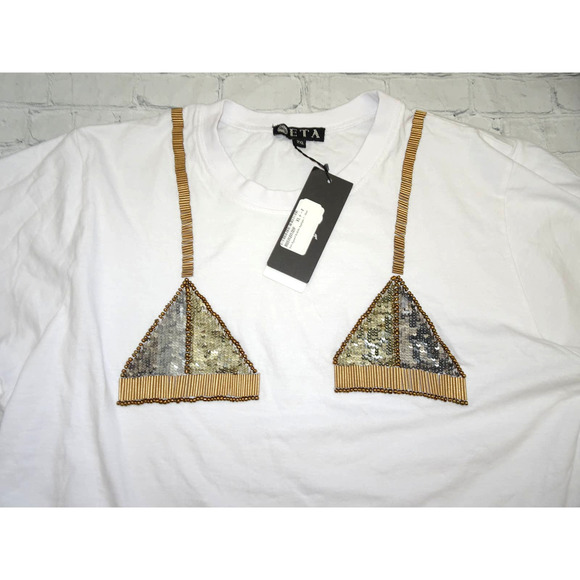 Seta Apparel Women's Bralette T-Shirt, 2XL, White - Picture 3 of 4